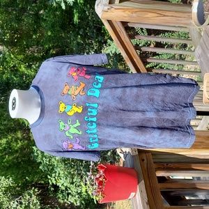 Men's tie dye Grateful Dead t-shirt, grey with rainbow bears, sz L